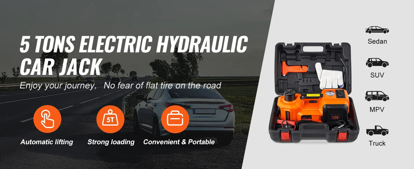 PowerLift Pro™ 5-Ton Electric Jack + Inflator + Electric Wrench