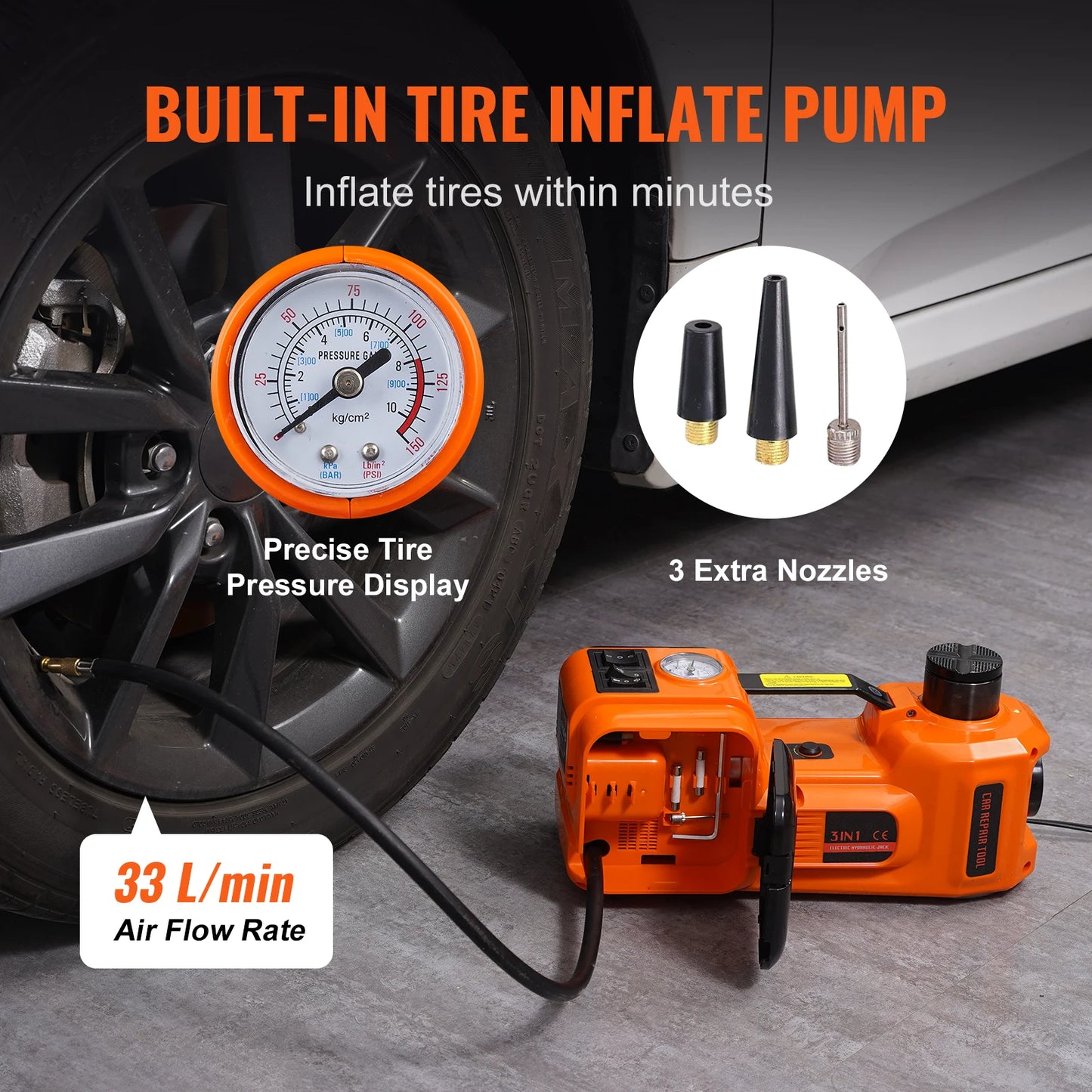PowerLift Pro™ 5-Ton Electric Jack + Inflator + Electric Wrench